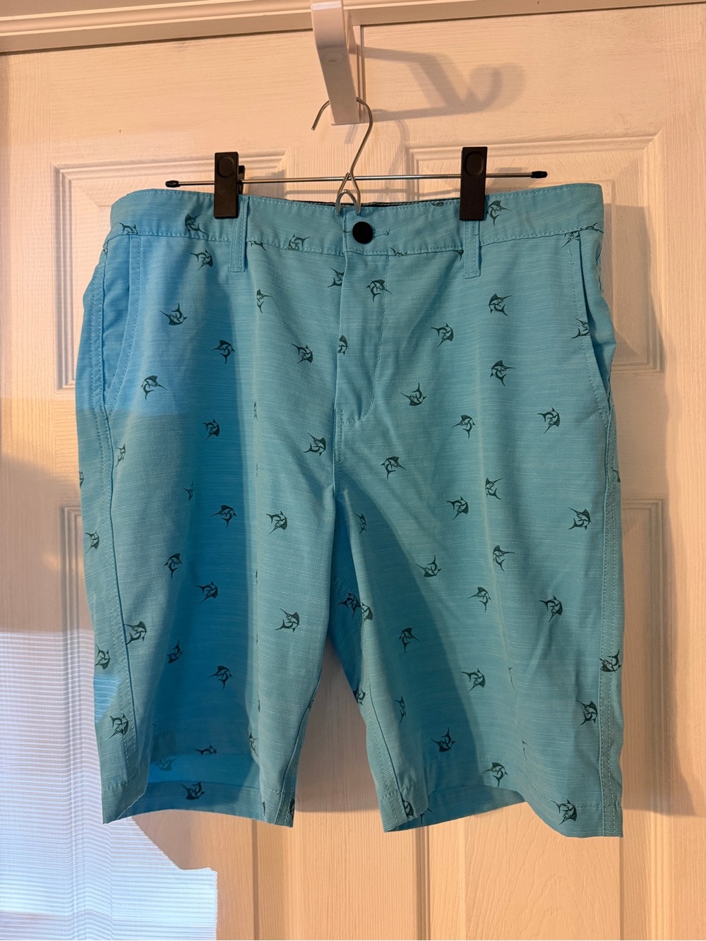 Atlantis Blue Men's Swim Board Shorts with Marlin Print